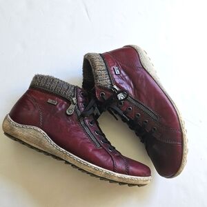 Remonte By Rieker Women's  R147 Side-Zip Lace-Up Leather Ankle Boots  Sz 40